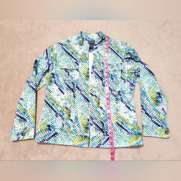 Chico's Stretch Colorful Snakeskin Pattern Jacket Woman's Size 2 LARGE - Picture 6 of 8